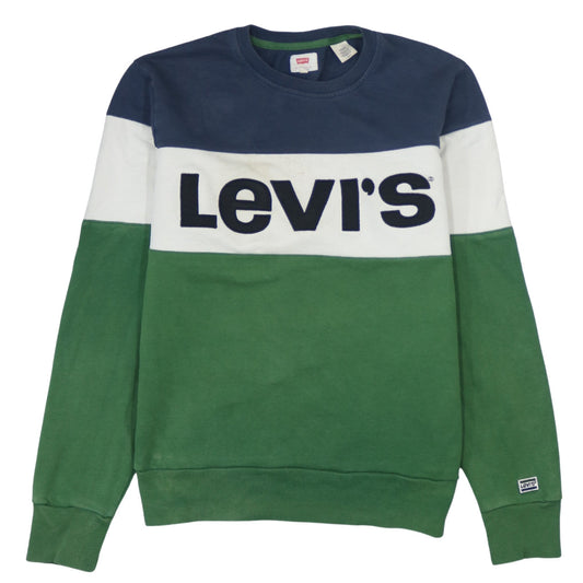 Levi's Men's Colour Block Logo Sweatshirt Blue Green White Size S