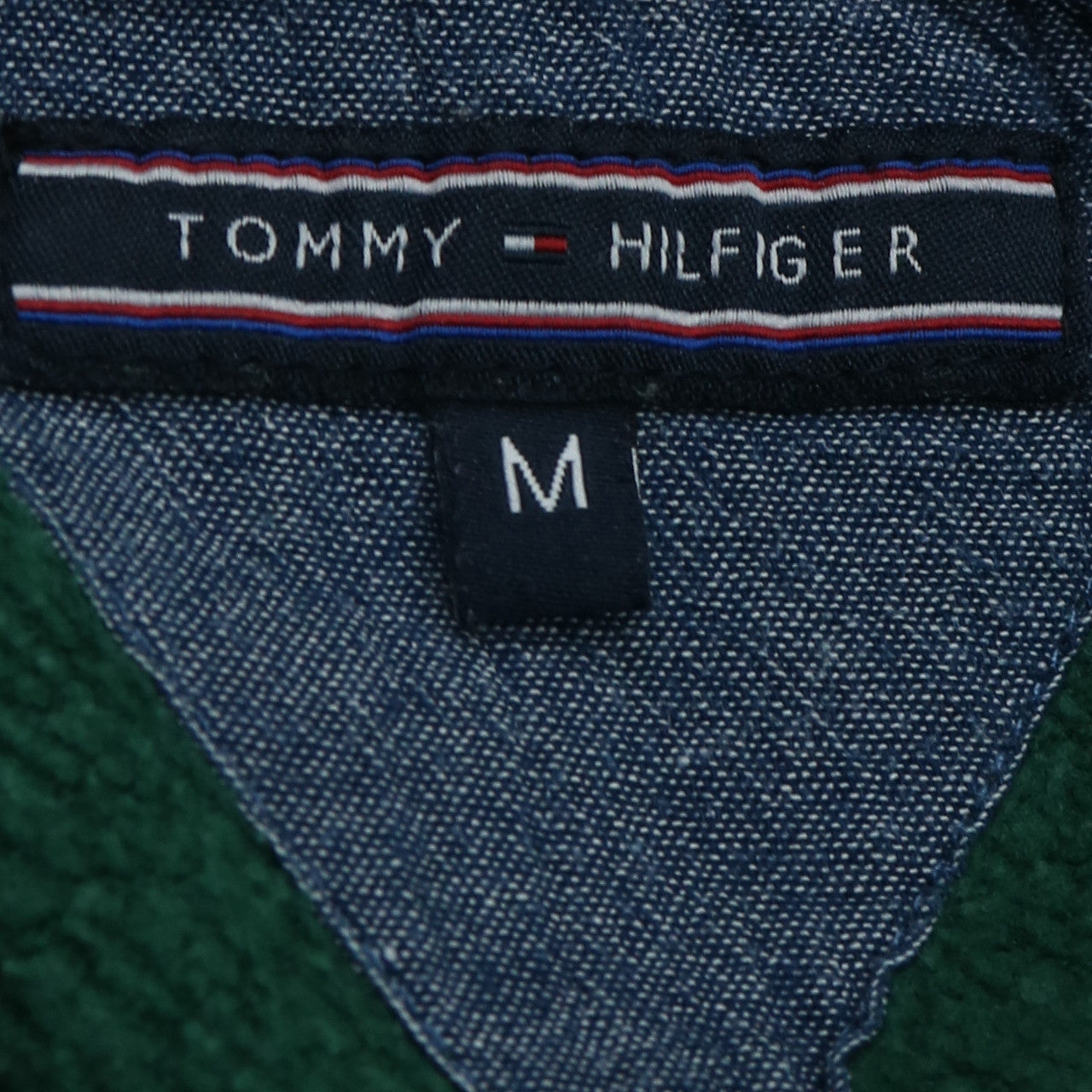 Tommy Hilfiger Mens Green Pullover Hoodie M Logo Sweatshirt