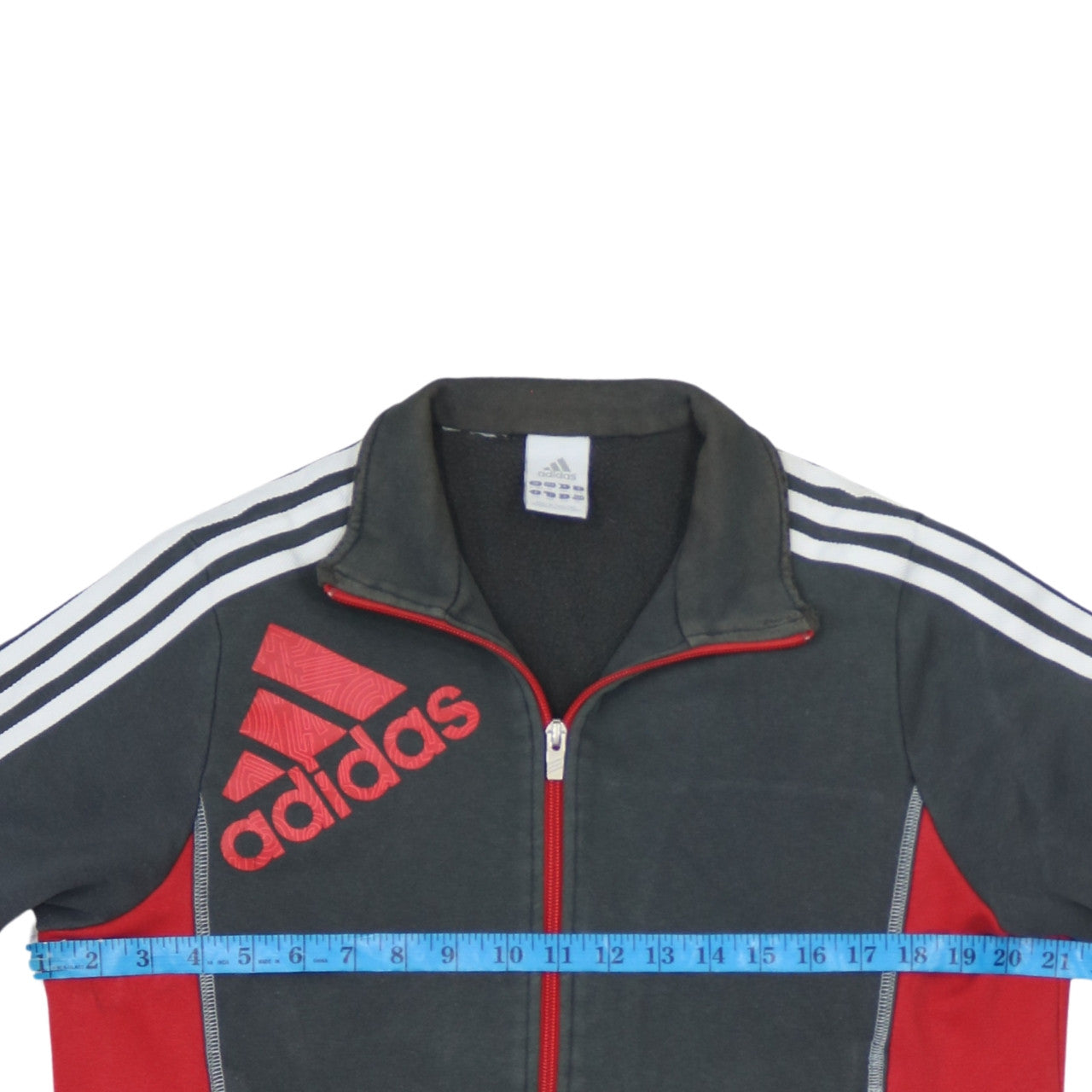 Adidas Boys Black Red White Track Jacket 15-16 Years Full Zip Sportswear