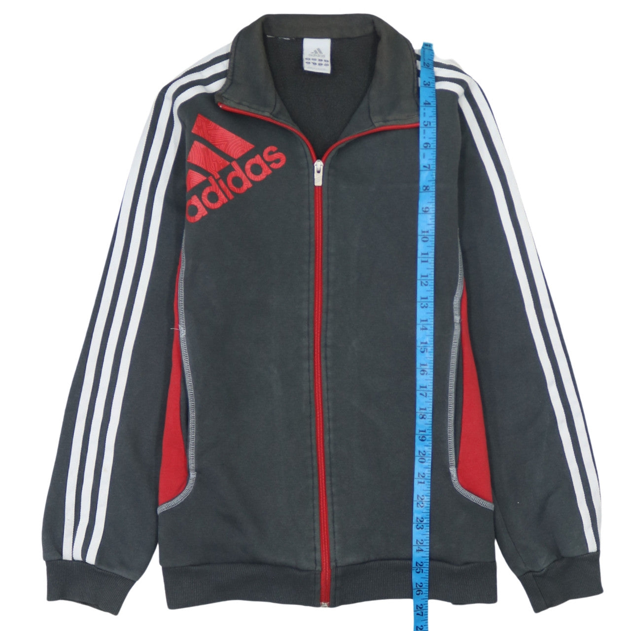 Adidas Boys Black Red White Track Jacket 15-16 Years Full Zip Sportswear