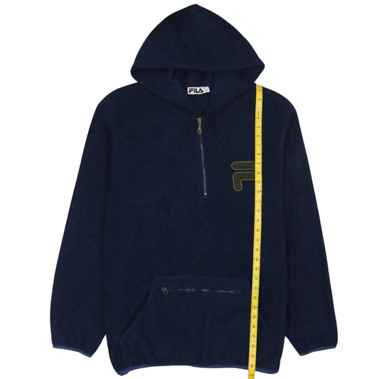 Fila Men’s Blue XL Pullover Hoodie Fleece 1/2 Zip Logo Sportswear