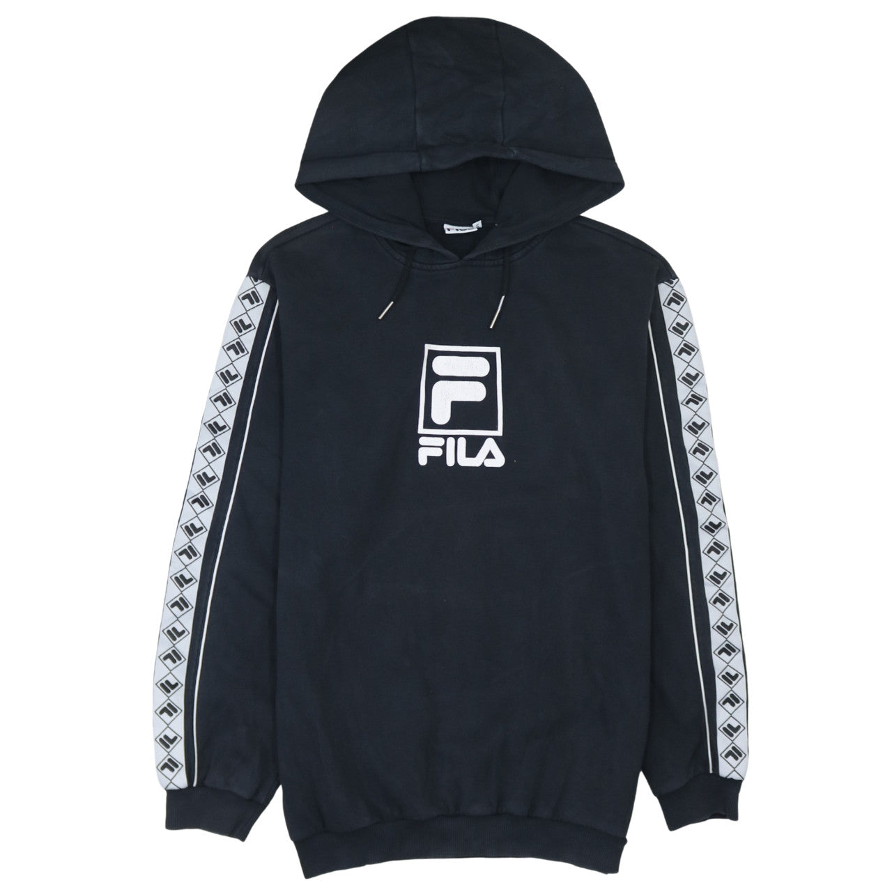 FILA Men’s Black Pullover Hoodie S Logo Sportswear Long Sleeve