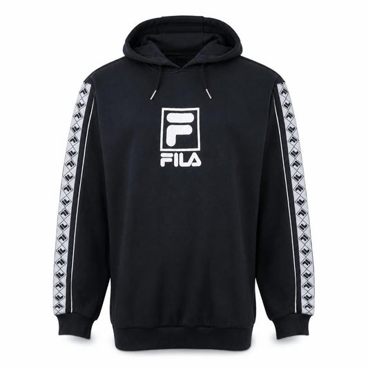 Front view of Fila Men’s Black Pullover Hoodie S Logo Sportswear Long Sleeve