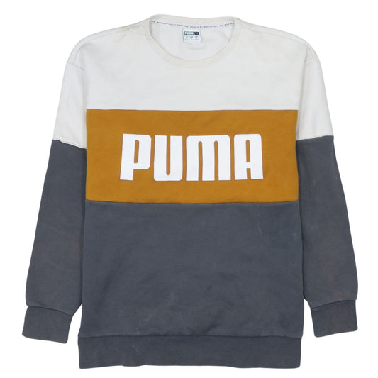 Puma Men’s Grey White Gold Logo Pullover Sweatshirt Size S