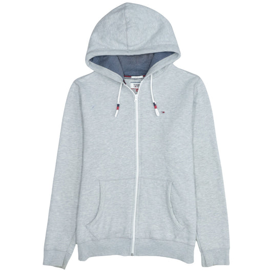 Tommy Jeans Mens Grey Full Zip Hoodie Size L Logo Casual Cotton Blend