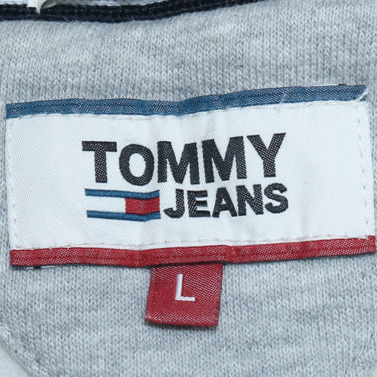 Tommy Jeans Mens Grey Full Zip Hoodie Size L Logo Casual Cotton Blend