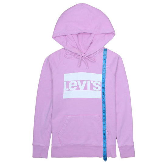 Levi's Womens Pink Pullover Hoodie XXS Logo Front Cotton Blend