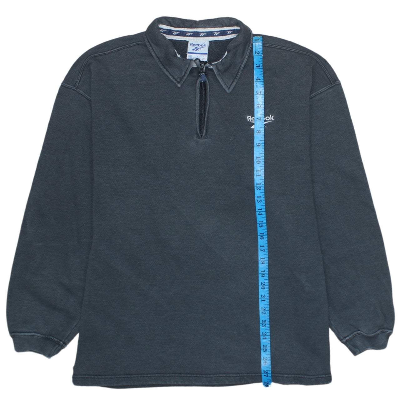Reebok Mens Black L Sweatshirt 1/4 Zip Collared Retro Sportswear