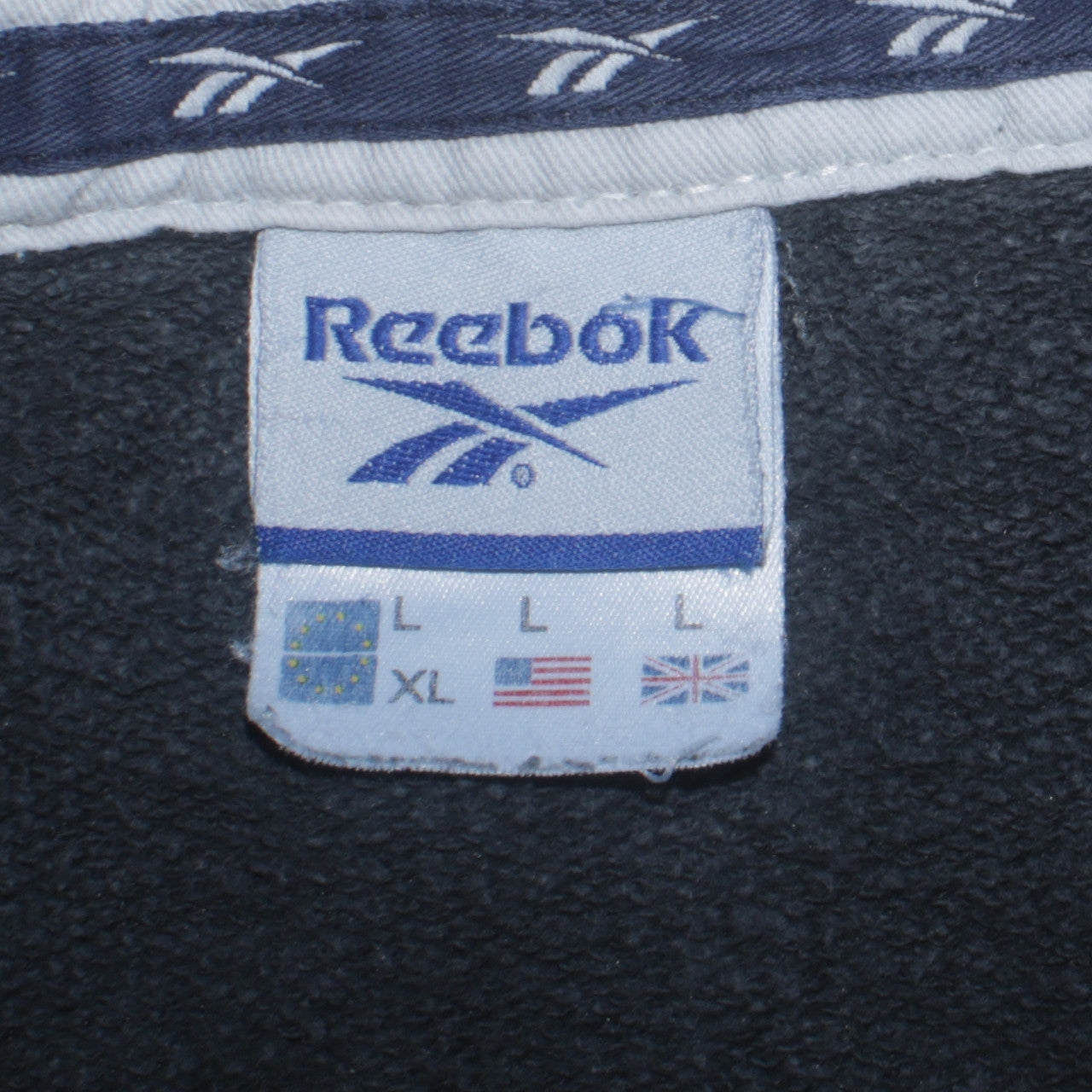 Reebok Mens Black L Sweatshirt 1/4 Zip Collared Retro Sportswear