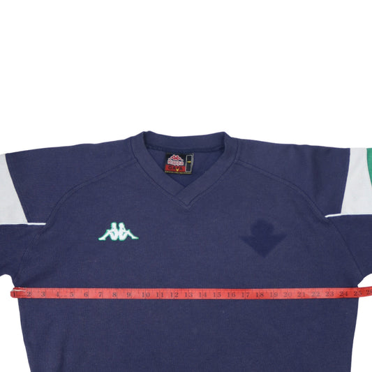 Kappa Mens Blue V-Neck Logo Sweatshirt Size M Vintage Sportswear