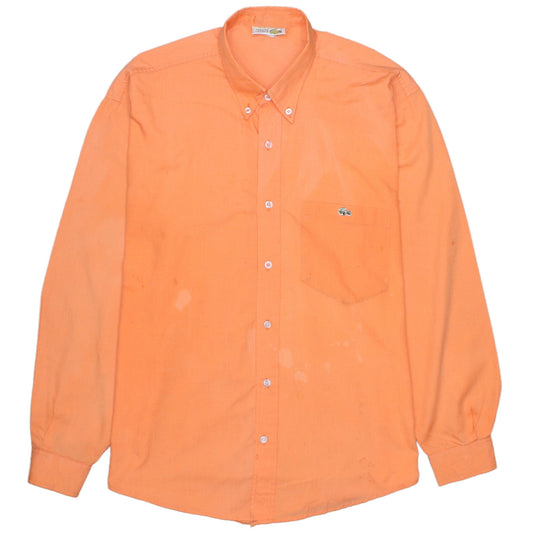 Lacoste Men's Orange Long Sleeve Cotton Button-Up Shirt L