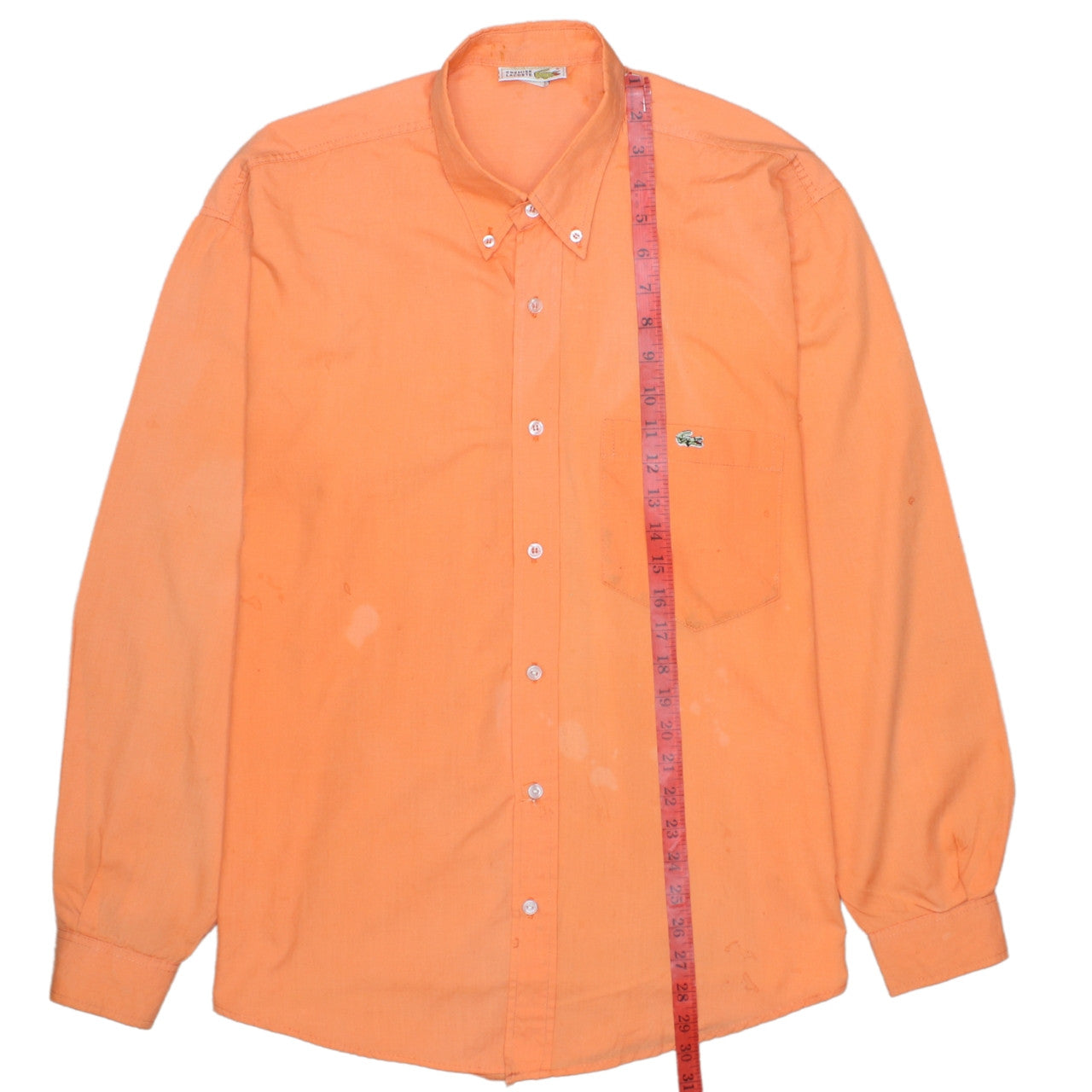 Lacoste Men's Orange Long Sleeve Cotton Button-Up Shirt L