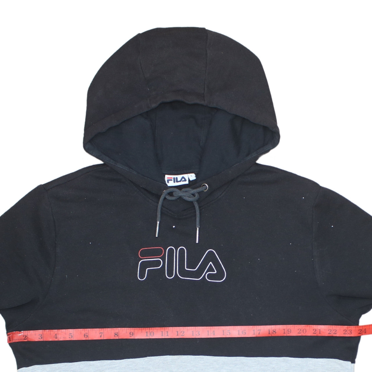 Fila Men’s Black Grey Pullover Hoodie L Logo Graphic Sweatshirt