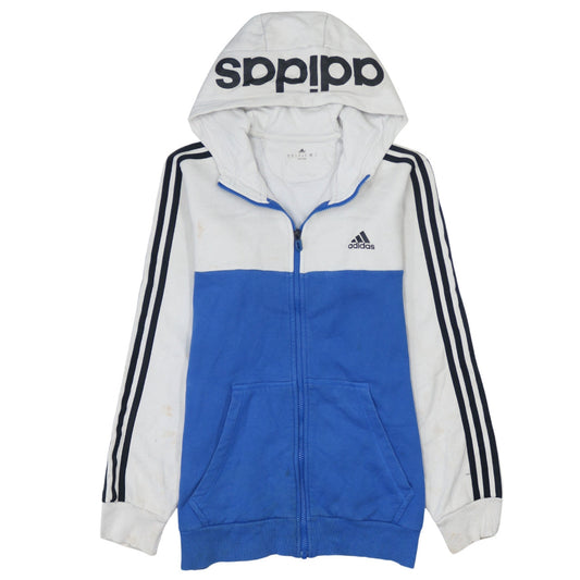 Adidas Men’s Blue White Full Zip Hoodie Size M Sportswear