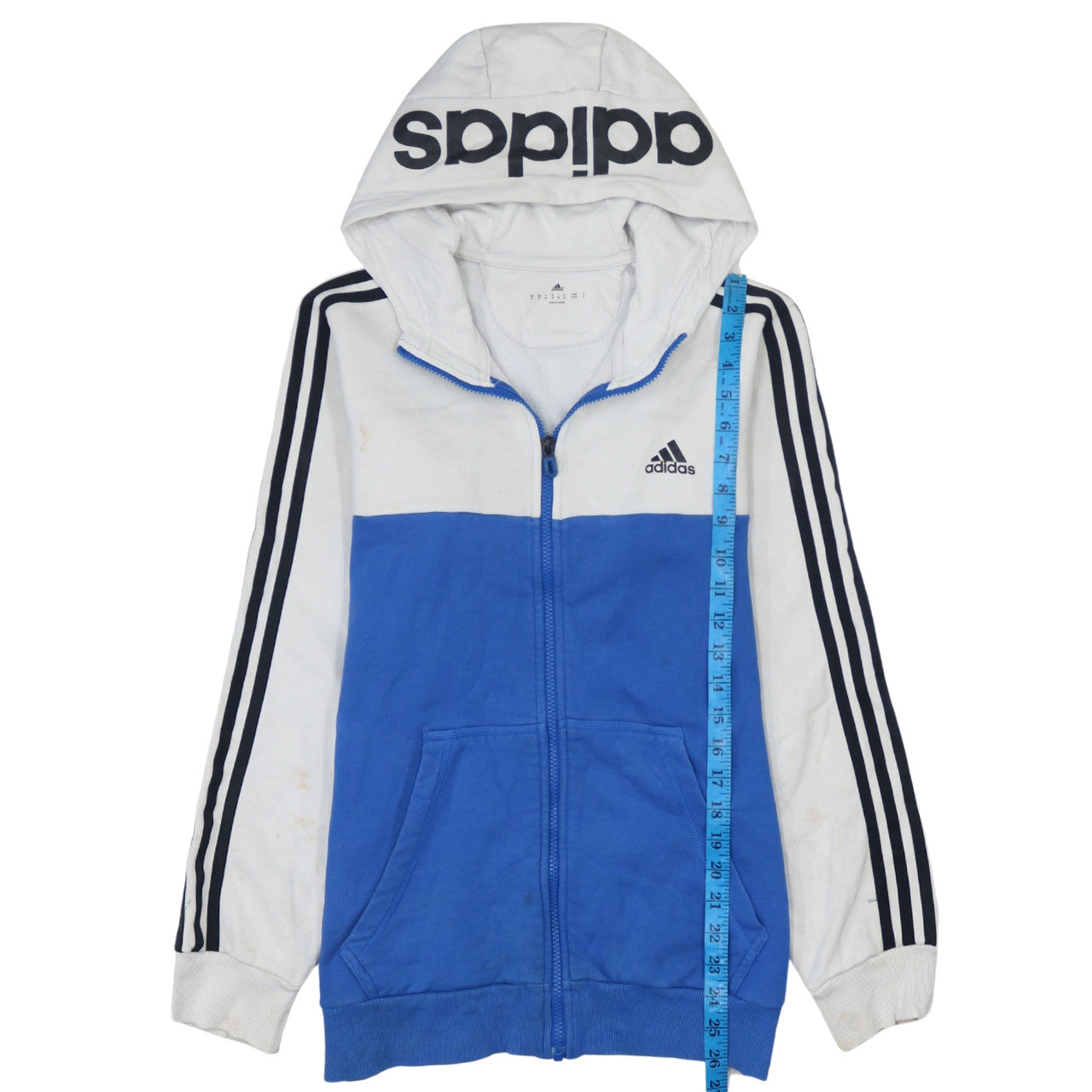 Adidas Men’s Blue White Full Zip Hoodie Size M Sportswear