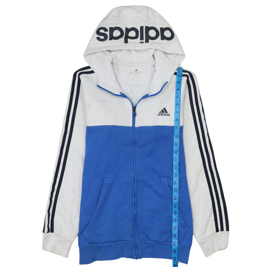 Adidas Men’s Blue White Full Zip Hoodie Size M Sportswear
