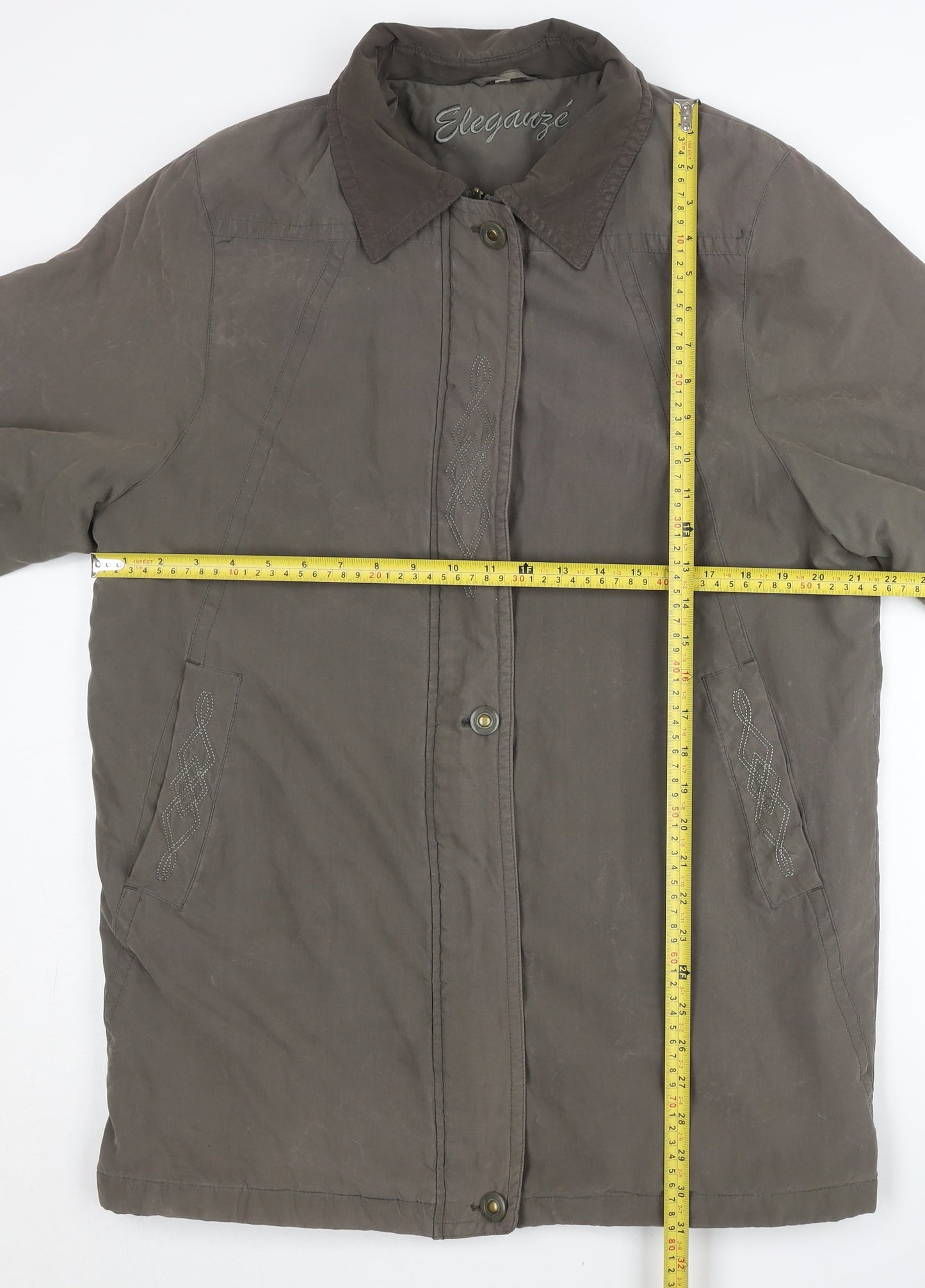 Eleganzé Womens Brown Mid-Length Overcoat Size 14 Lined Casual Jacket