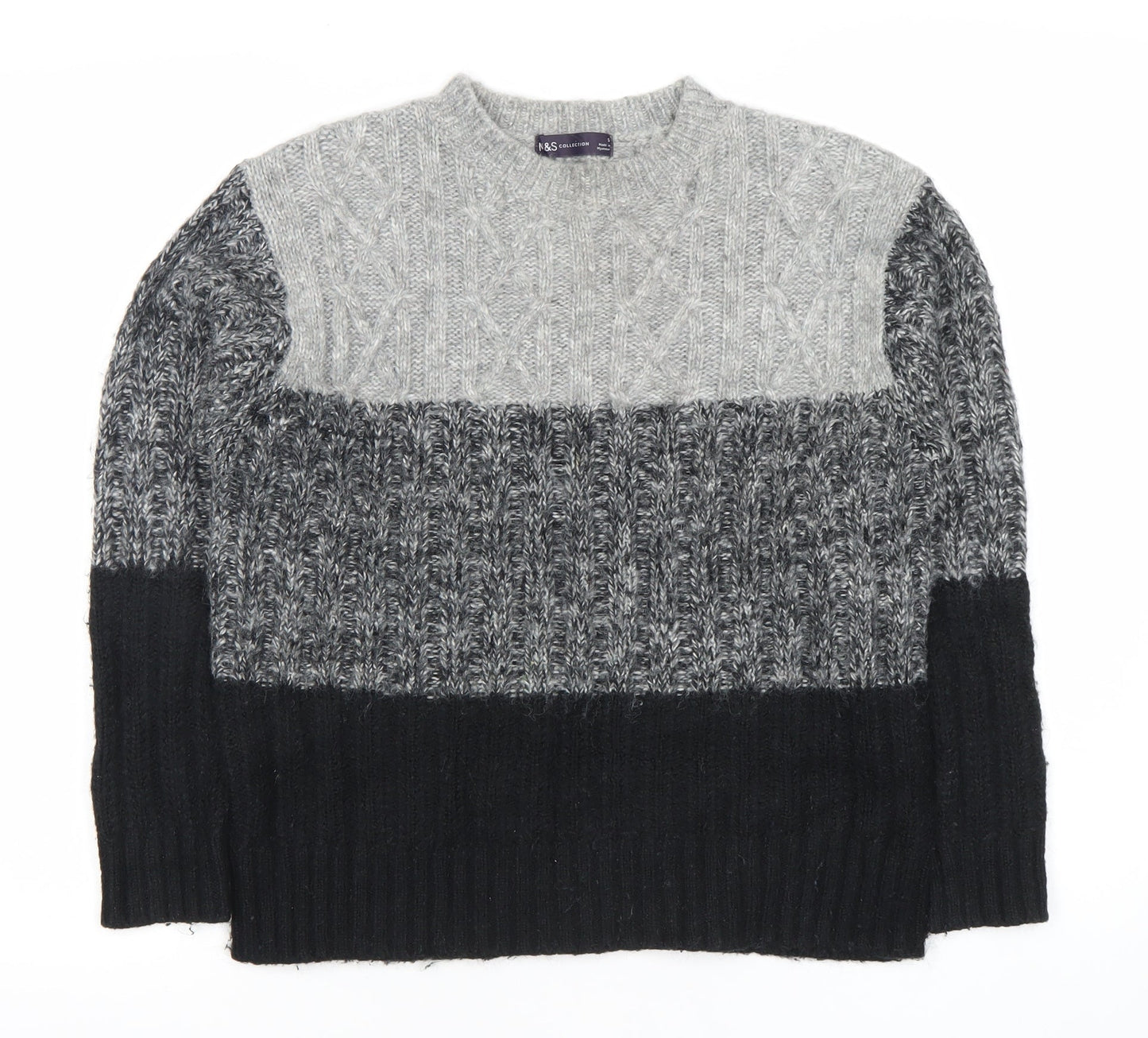 Marks and Spencer Womens Grey Pullover Jumper S Wool Blend Knit