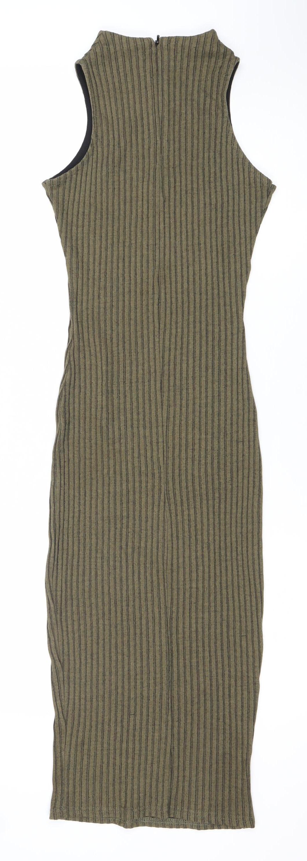 River Island Womens Green Size 8 Sleeveless Bodycon Midi Dress