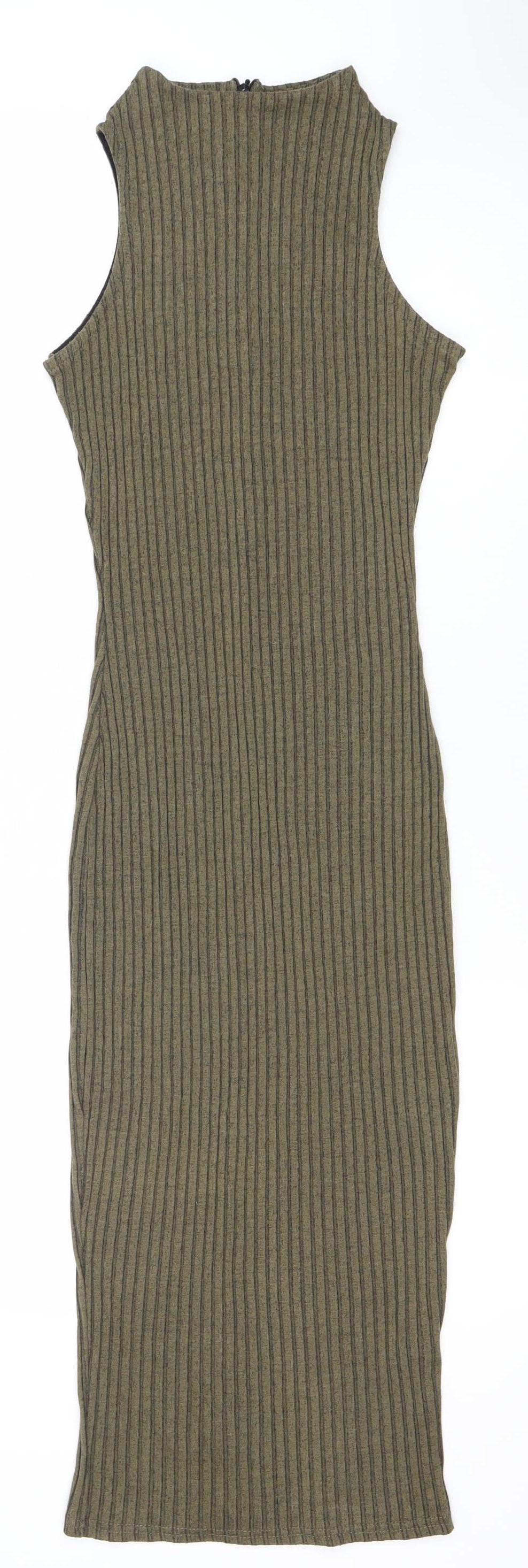 River Island Womens Green Size 8 Sleeveless Bodycon Midi Dress