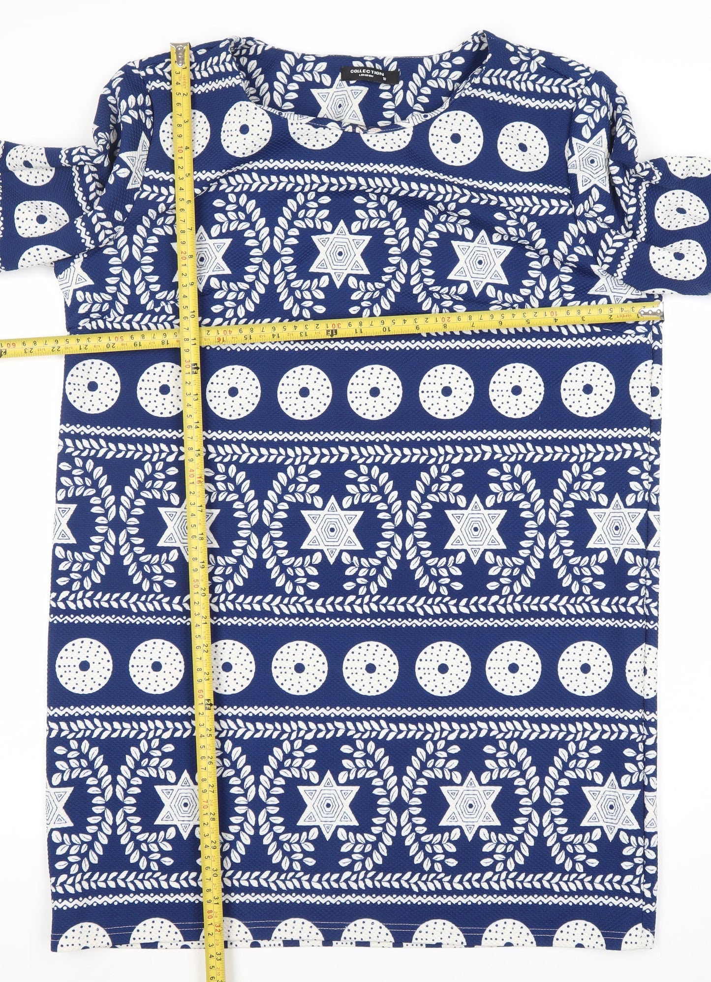 Collection London Women’s Blue Geometric Shift Dress Size 18