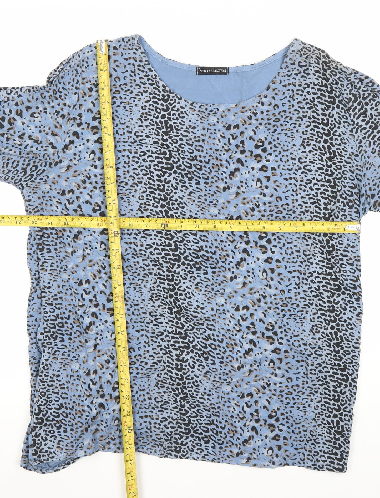 New Collection Women’s Blue Animal Print Viscose Blouse Size 8