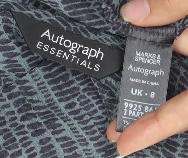 Marks and Spencer Women’s Grey Print Blouse UK 8 Chiffon 3/4 Sleeve
