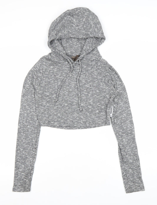Gymshark Womens Grey Cropped Pullover Hoodie Size M