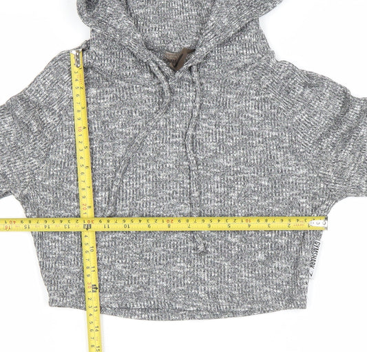 Gymshark Womens Grey Cropped Pullover Hoodie Size M