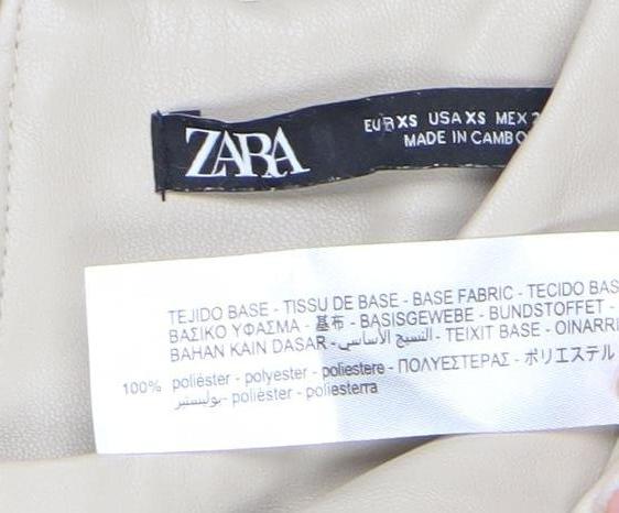 Zara Women Beige XS Shift Dress Sleeveless Knee Length Polyester