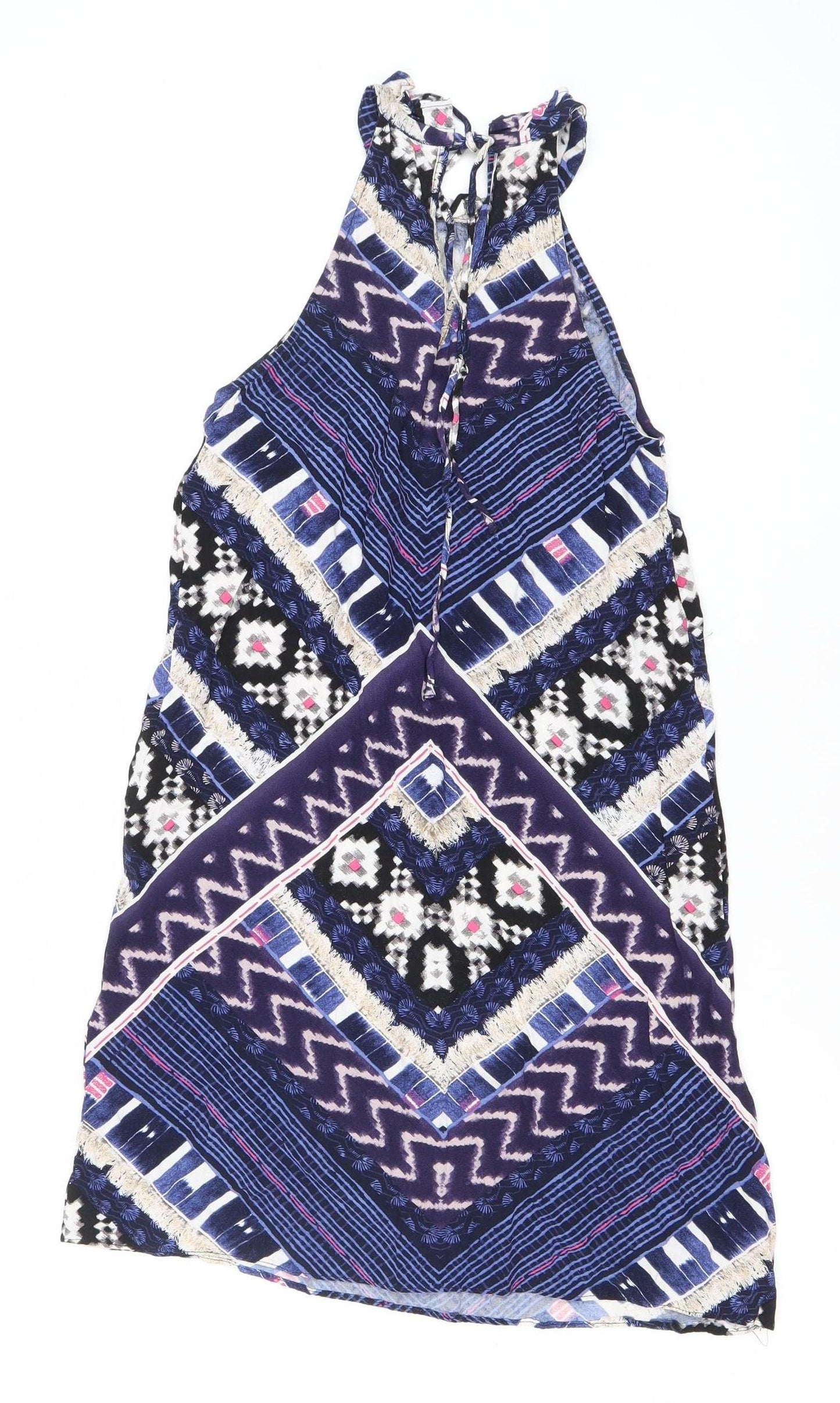 Warehouse Women’s Multicoloured Geometric Mini Halter Shift Dress Size 6