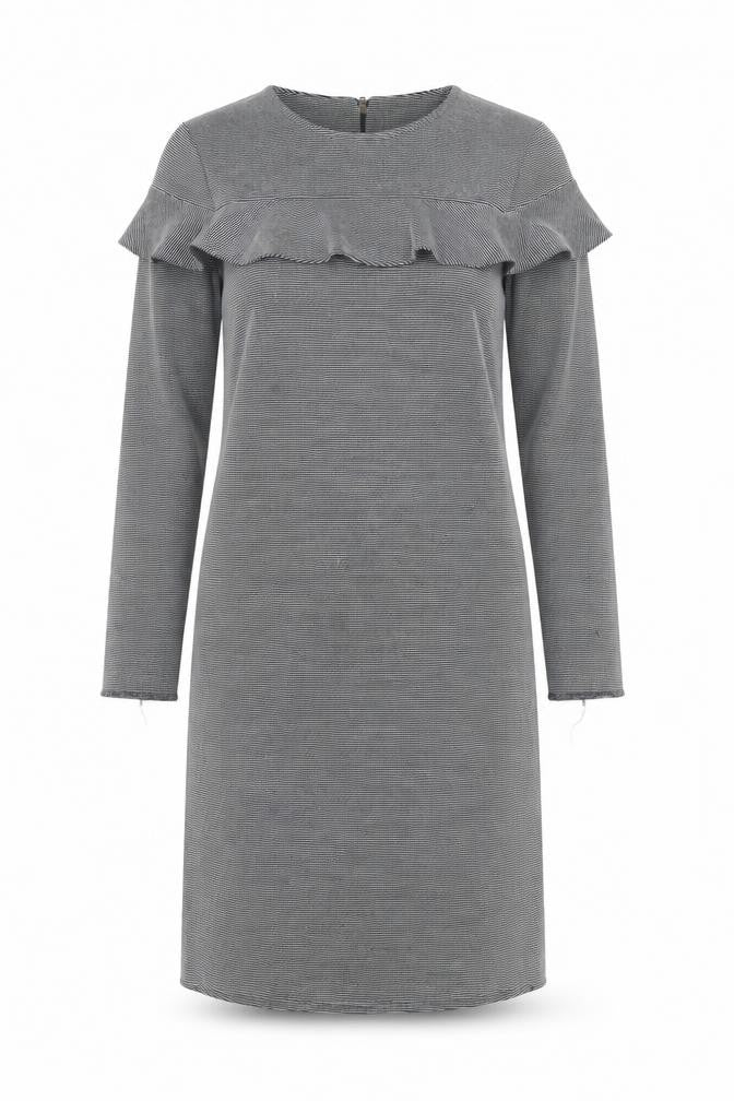 Marks and Spencer Womens Grey Striped Ruffle Sheath Dress Size 8