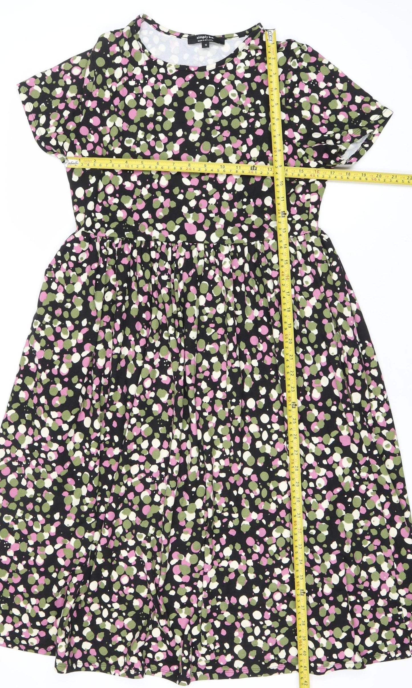 Simply Be Women’s Black Floral Fit & Flare Dress Size 12