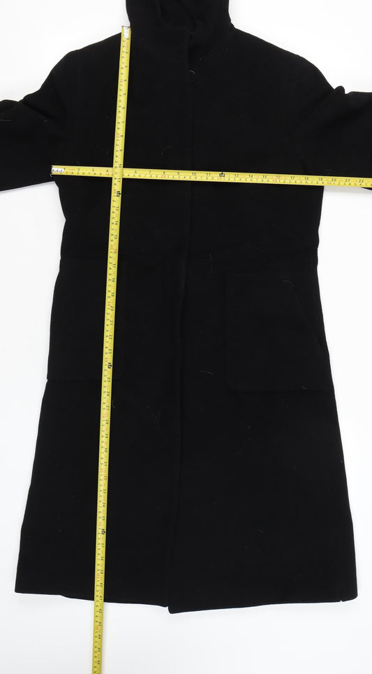 Kenneth Cole Women Black Wool Cashmere Hooded Coat Size 10