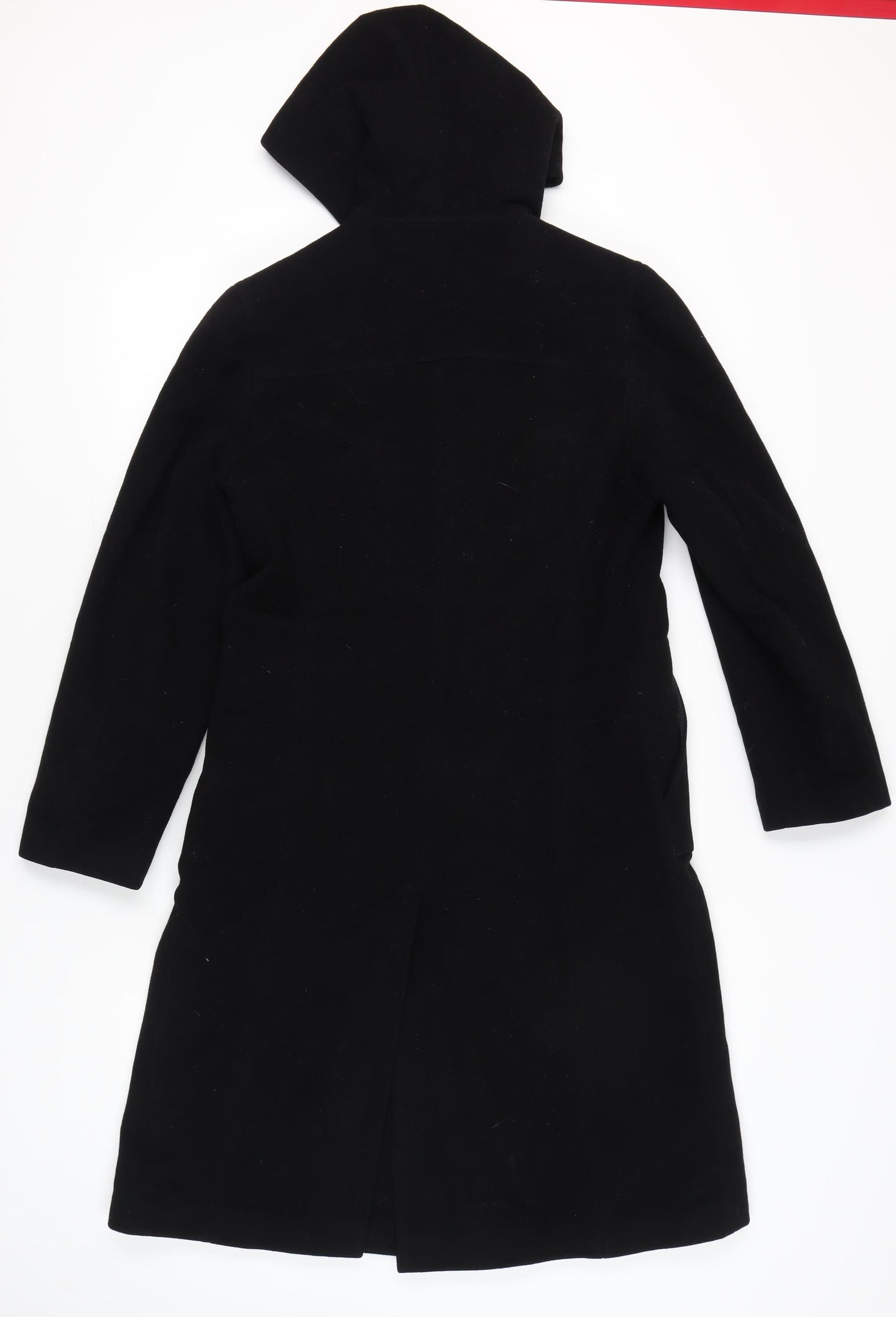 Kenneth Cole Women Black Wool Cashmere Hooded Coat Size 10
