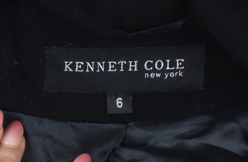 Kenneth Cole Women Black Wool Cashmere Hooded Coat Size 10