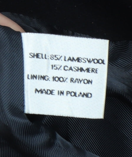 Kenneth Cole Women Black Wool Cashmere Hooded Coat Size 10