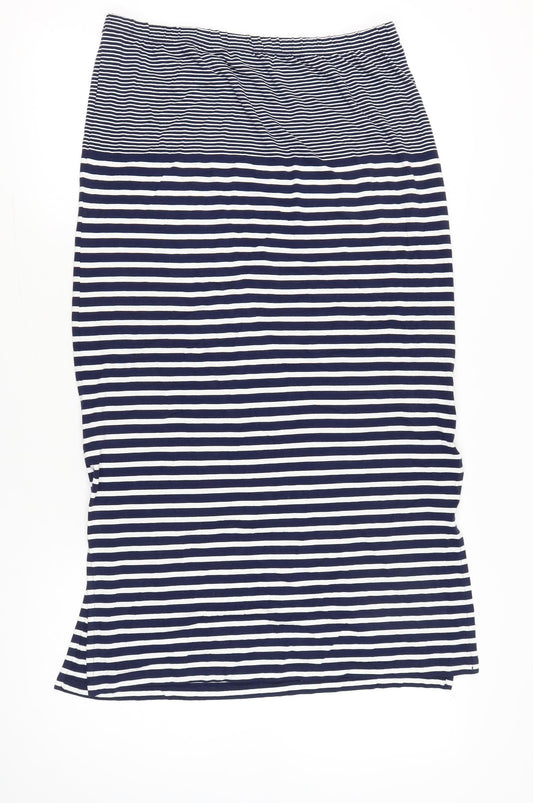 White Stuff Women’s Blue Striped Jersey Pencil Skirt Size 14
