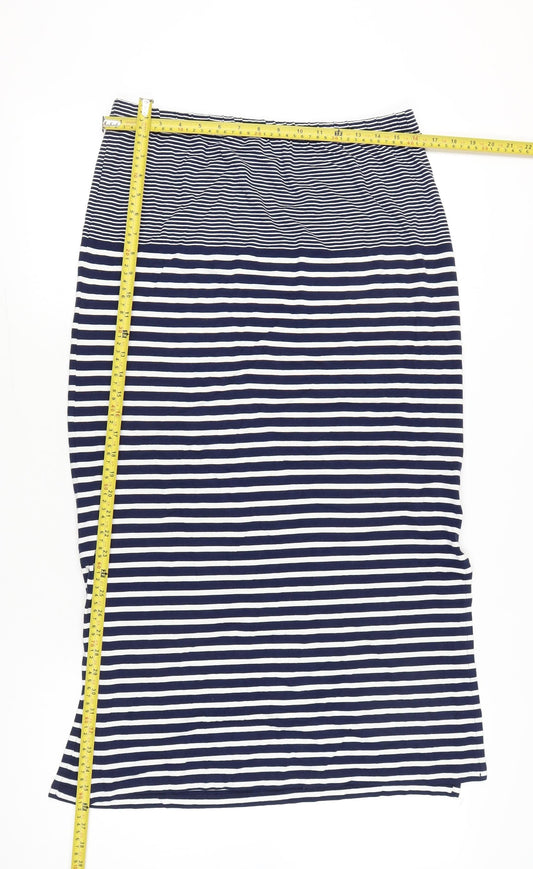 White Stuff Women’s Blue Striped Jersey Pencil Skirt Size 14