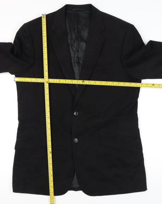 John Lewis Men Black Cotton Blazer Jacket 42R Single-Breasted