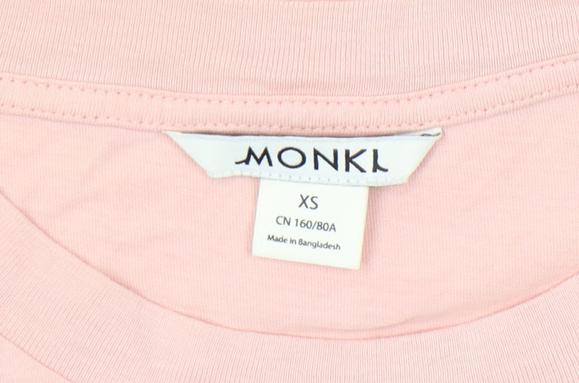 Monki Womens Pink XS Crew Neck Short Sleeve Cotton T-Shirt