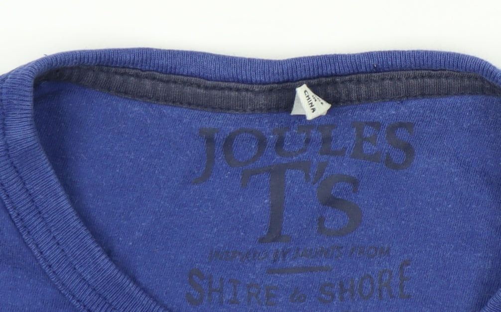 Joules Boys Blue Graphic Tiger Gorilla T-Shirt 7-8 Years Cotton Casual