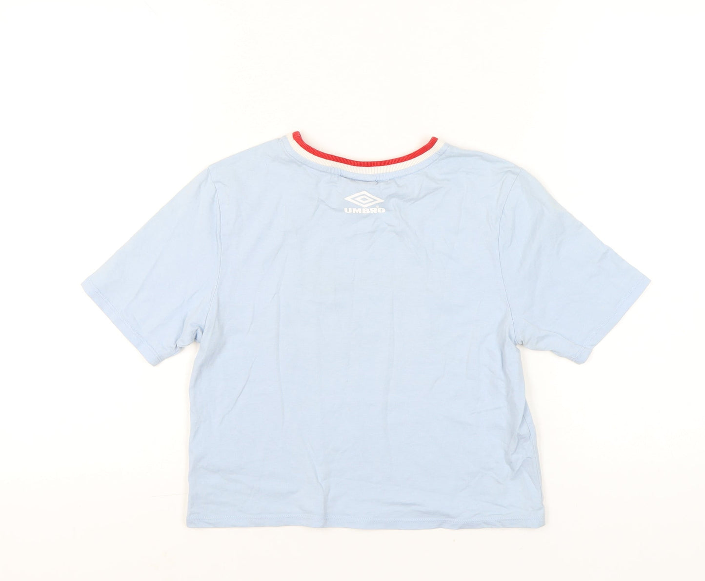 Umbro Women Blue S Ringer Embroidered Logo Cotton T-Shirt