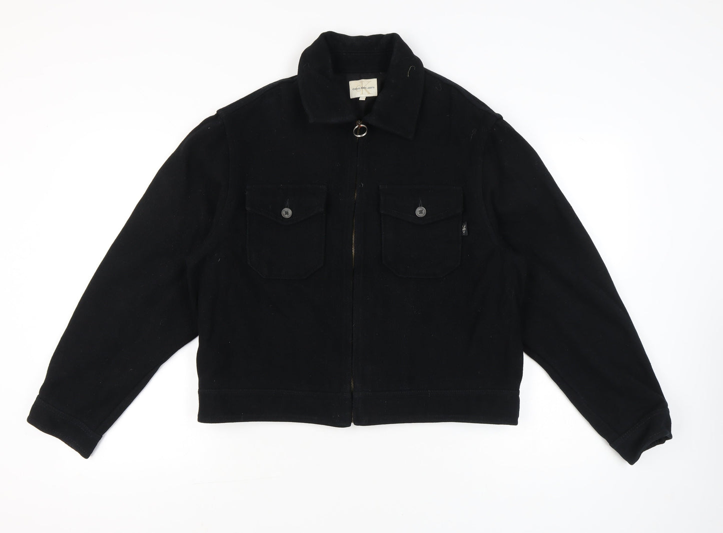 Calvin Klein Jeans Womens Black Wool Jacket XL Casual Zip Up
