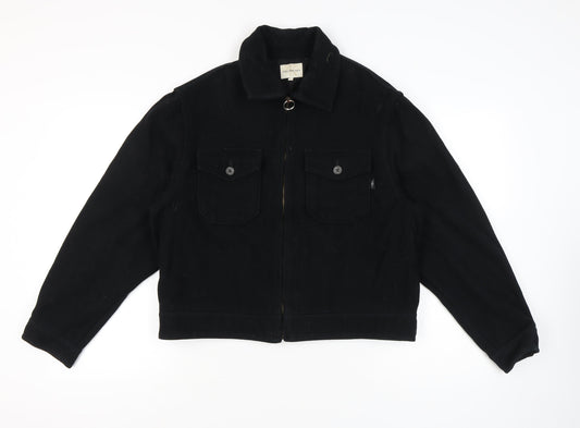 Calvin Klein Jeans Womens Black Wool Jacket XL Casual Zip Up