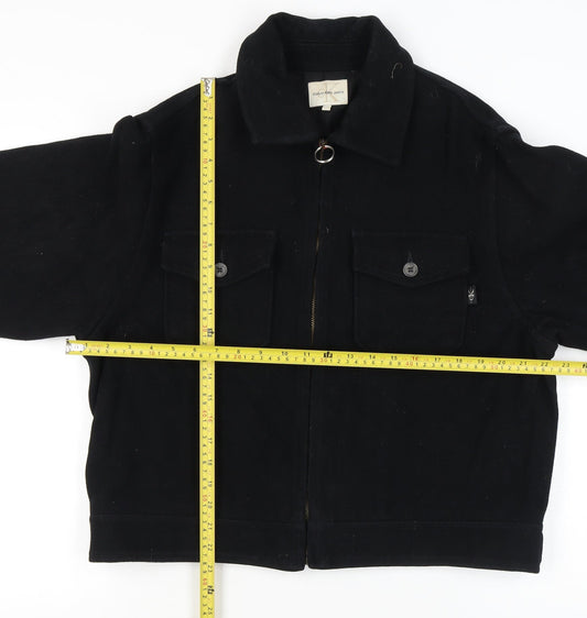 Calvin Klein Jeans Womens Black Wool Jacket XL Casual Zip Up