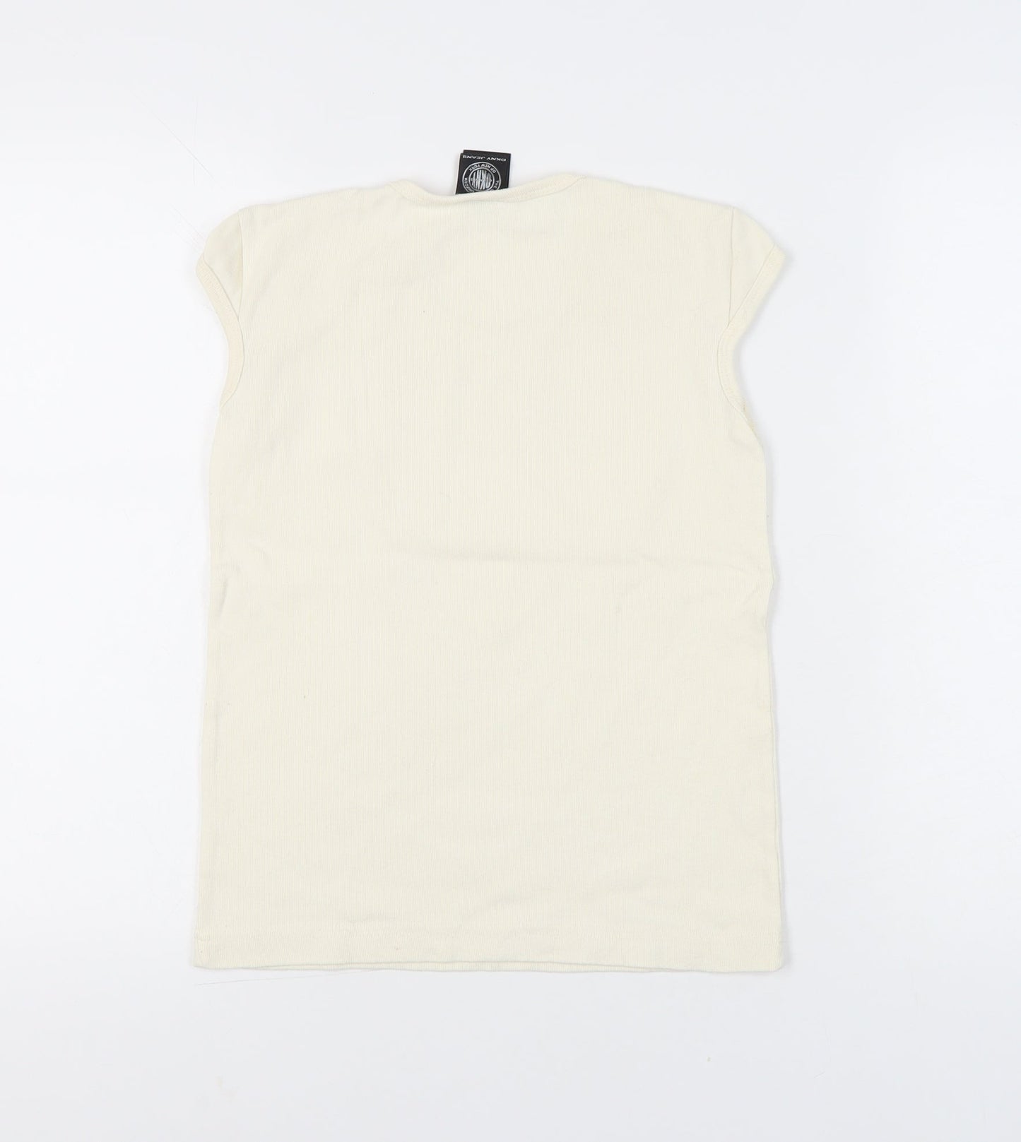 DKNY Jeans Women Ivory Cotton Crew Neck T-Shirt Size M