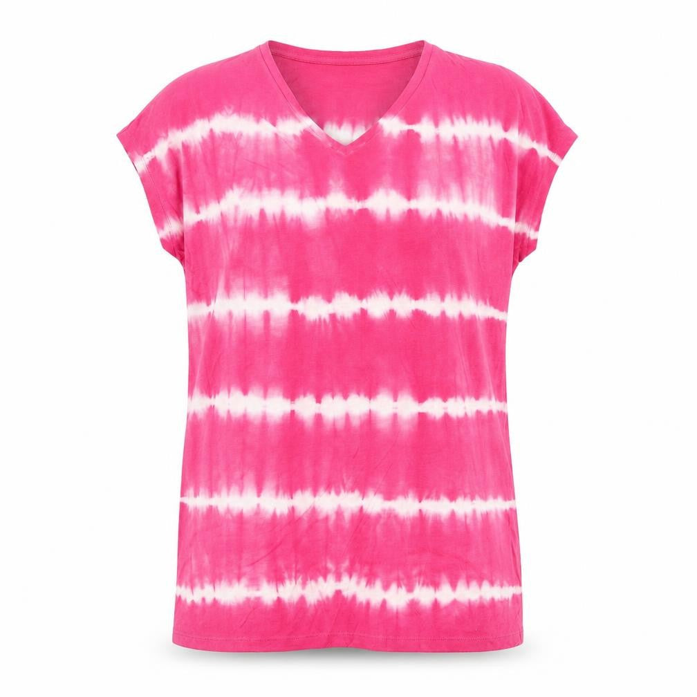 Marks and Spencer Womens Pink Tie Dye V-Neck T-Shirt UK 8