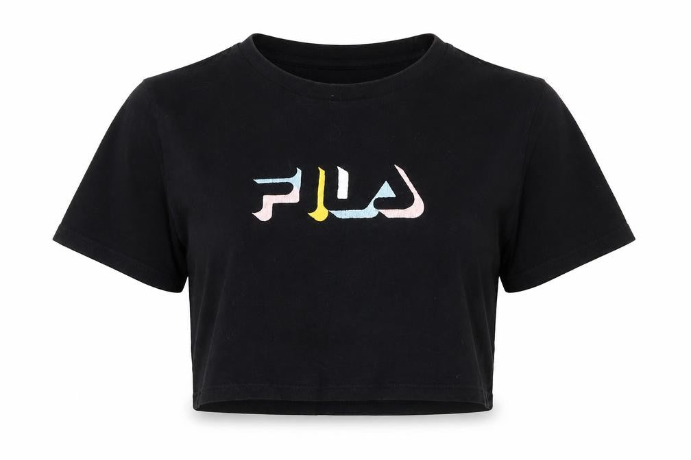 Womens UK Size M FILA Black Cotton T-Shirt