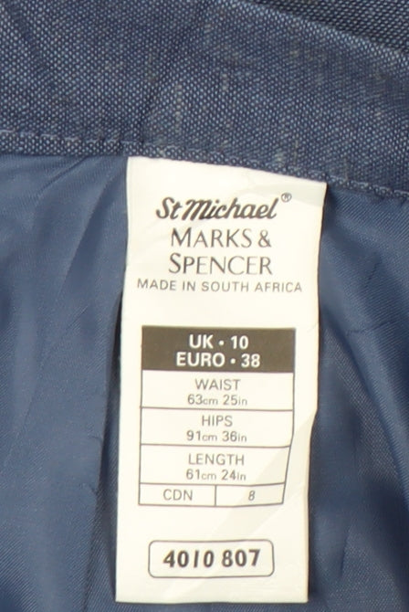 Marks and Spencer Women's Blue Size 10 Pencil Skirt High Waist Lined